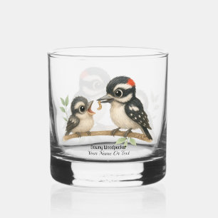 Delightful Downy Woodpecker Whiskey Glass