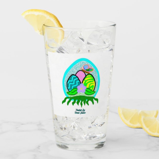 Delightful Easter Eggs Glass Tumbler (Front Ice)