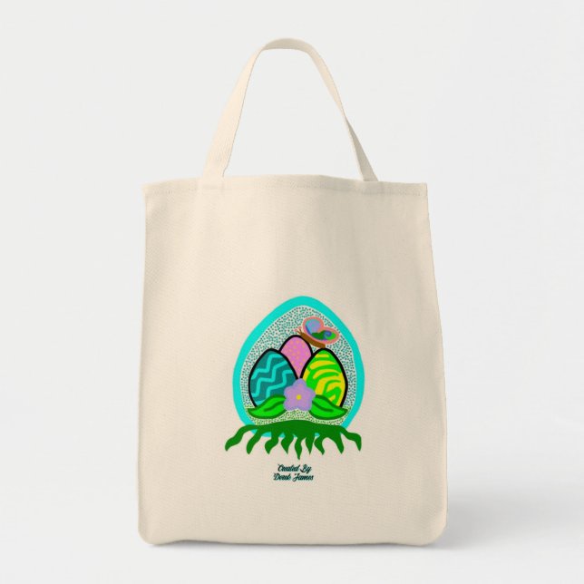 Delightful Easter Eggs Grocery Tote Bag (Front)