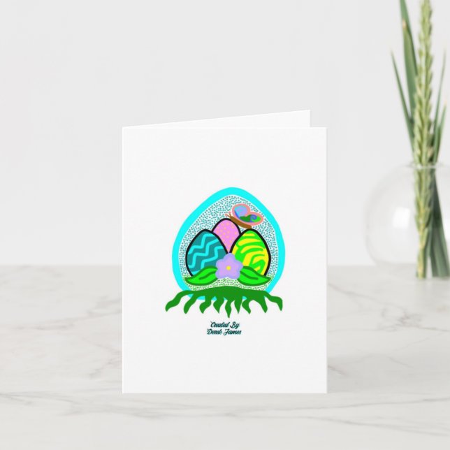 Delightful Easter Eggs Small Greeting Card (Front)