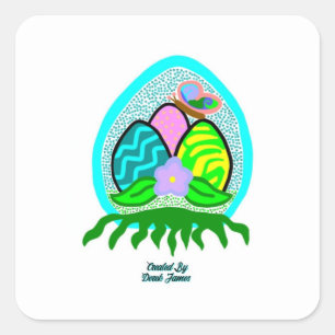 Delightful Easter Eggs Square Sticker