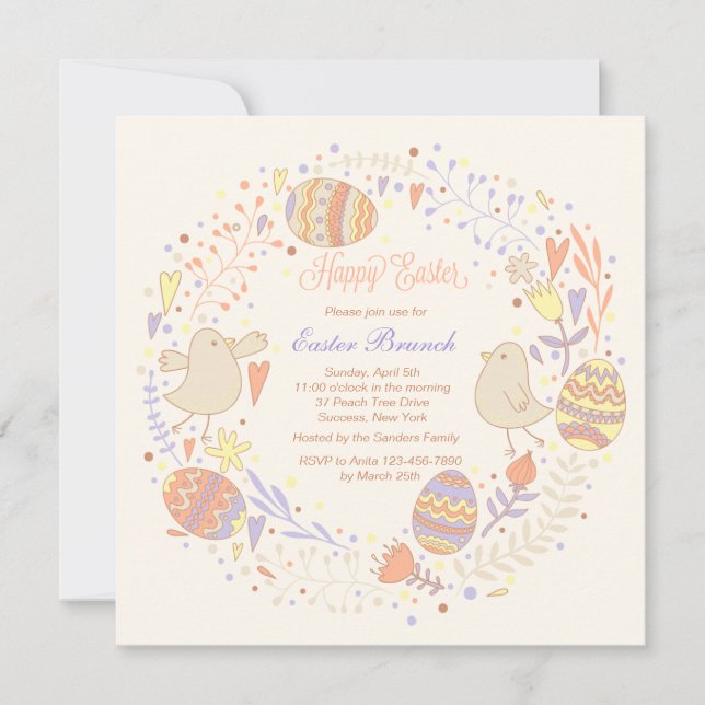 Delightful Easter Wreath Invitation (Front)
