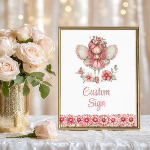 Delightful Fairy Girl Blush Floral Birthday Custom Poster