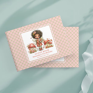 Delightful Fairy Pink Flowers Birthday Guest Book