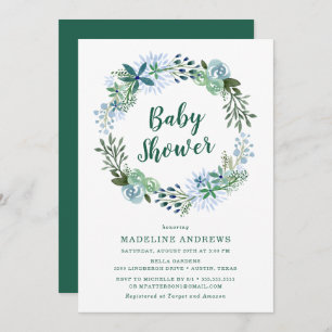 Delightful Floral   Green Baby Shower Invitation
