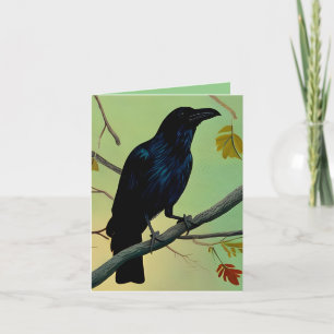 Delightful Fun Raven Perched On Branch Thank You Card