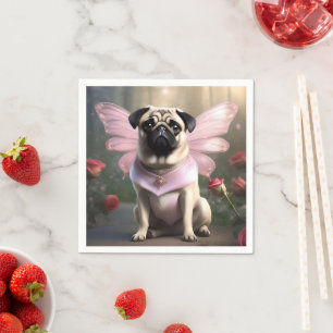 Delightful Funny Pug Fairy, Napkin