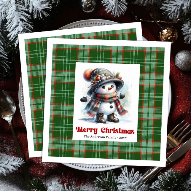 Delightful funny snowman watercolor kids napkins  (Delightful funny snowman watercolor kids napkins )
