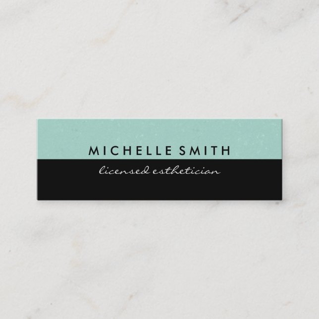 Delightful Green and Plain Black Mini Business Card (Front)
