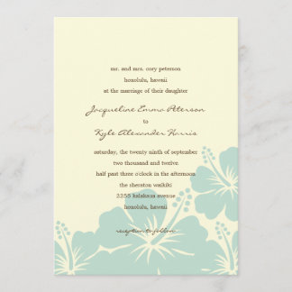 Delightful Hibiscus Wedding Invitations (Blue)