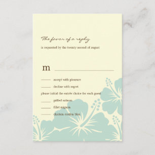 Delightful Hibiscus Wedding RSVP Cards (Blue)