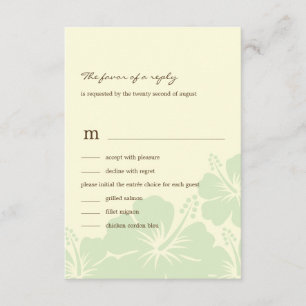 Delightful Hibiscus Wedding RSVP Cards (Green)