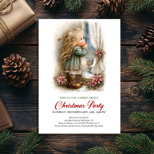 Delightful Holiday Scene Girl Cosy Christmas  Invitation