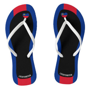 Delightful Liechtenstein Flag Colours Patriotic Jandals