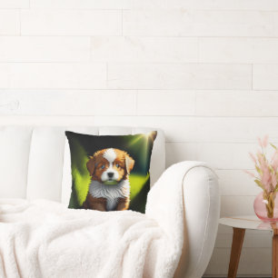 Delightful Little Brown & White Puppy Cushion