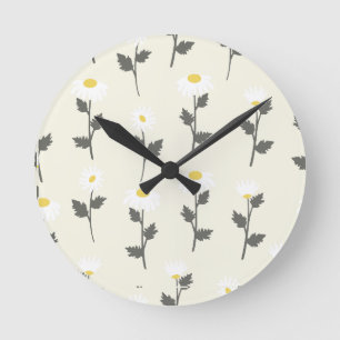 Delightful Little Daisies Wildflowers Floral Round Clock