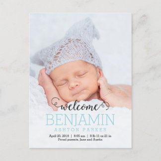 DELIGHTFUL Modern Birth Announcement Postcard
