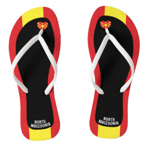 Delightful North Macedonia Flag Colours Patriotic Jandals