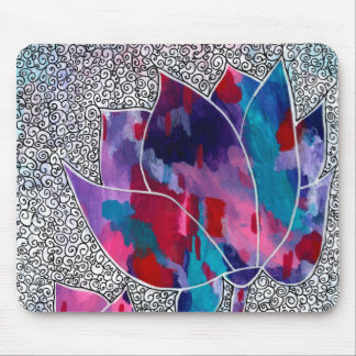 Delightful Oriental Lotus Flowers Original Art Mouse Pad