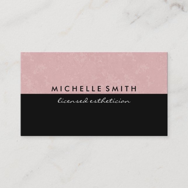 Delightful Pink and Plain Black Business Card (Front)