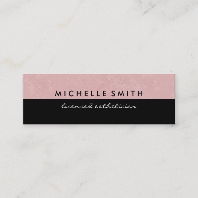 Delightful Pink and Plain Black Mini Business Card (Front)