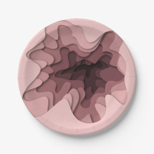 Delightful Rose Ombre Dimensional Effect Party Paper Plate