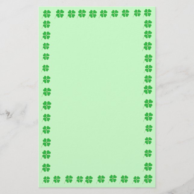 Delightful Shamrocks Trimmed in Gold Stationery (Front)