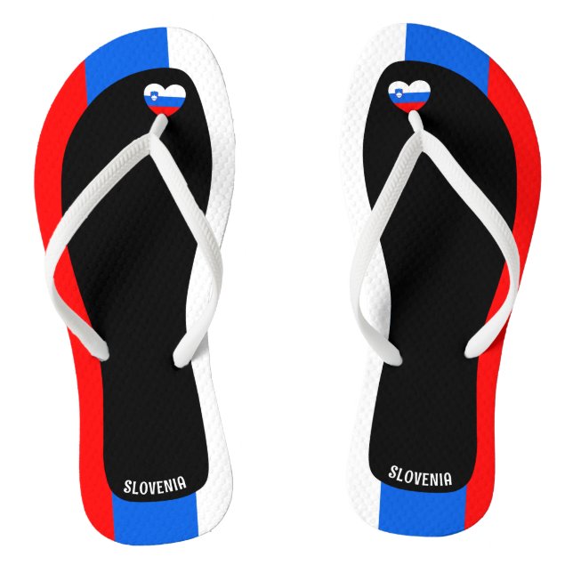 Delightful Slovenia Flag Colours Patriotic Jandals (Footbed)