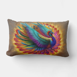 Delightful Splendour Peacock Lumbar Cushion