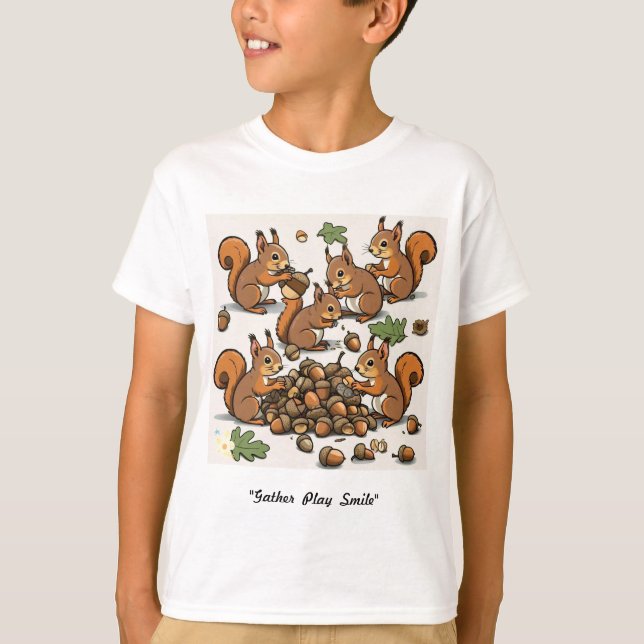 "Delightful Squirrel Nutty Adventure" T-Shirt (Front)