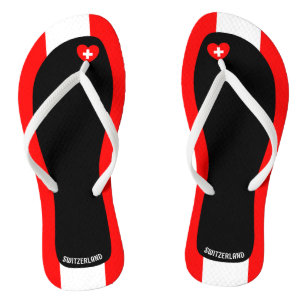 Delightful Switzerland Flag Colours Patriotic Jandals