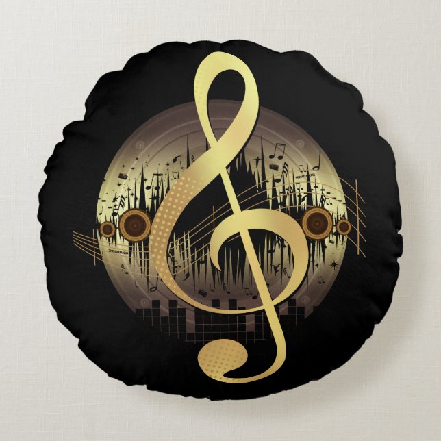 Delightful Tune - Gold Round Cushion (Front)