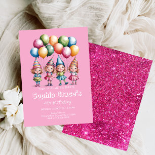 Delightful Watercolor Gnome Girls Invitation