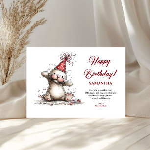 Delightful whimsical animals birthday art greeting