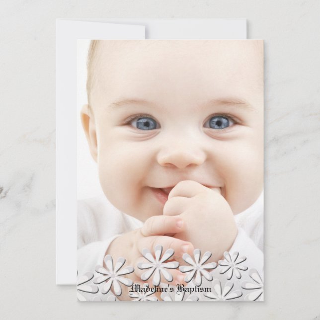 Delightful White Daisies Photo Invitation (Front)