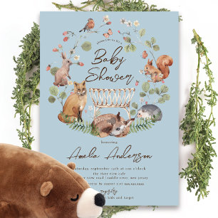 Delightful Woodland Animals Baby Shower Invitation