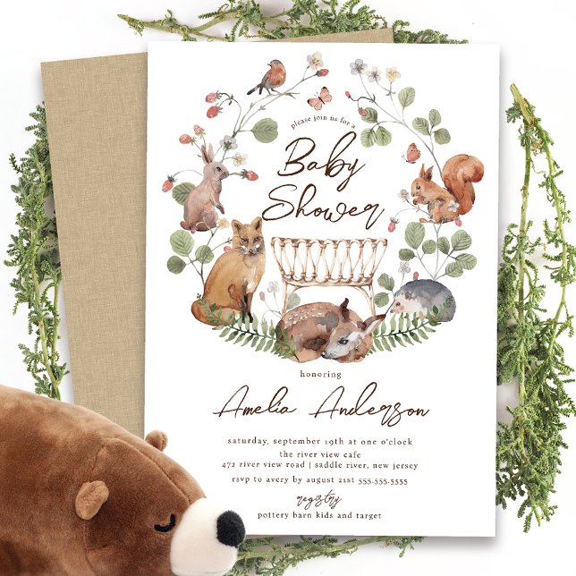 Delightful Woodland Animals Baby Shower Invitation (Creator Uploaded)