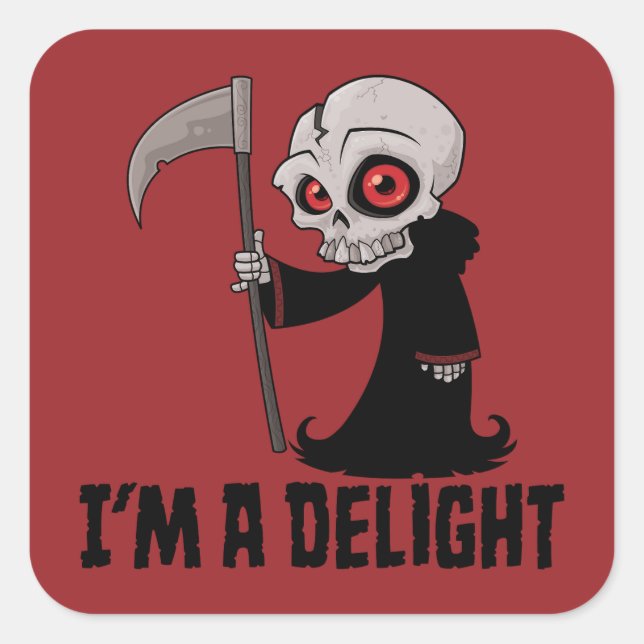 Delightfully Grim Reaper Soul Harvester Square Sticker (Front)