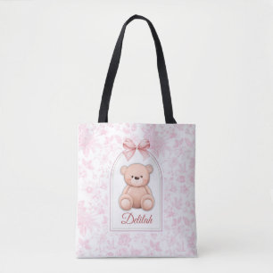 Delilah Custom Pink Teddy Bear Nursery Design Tote Bag