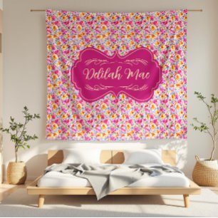 Delilah Mae Dainty Pink and Yellow Tiny Floral Fleece Blanket