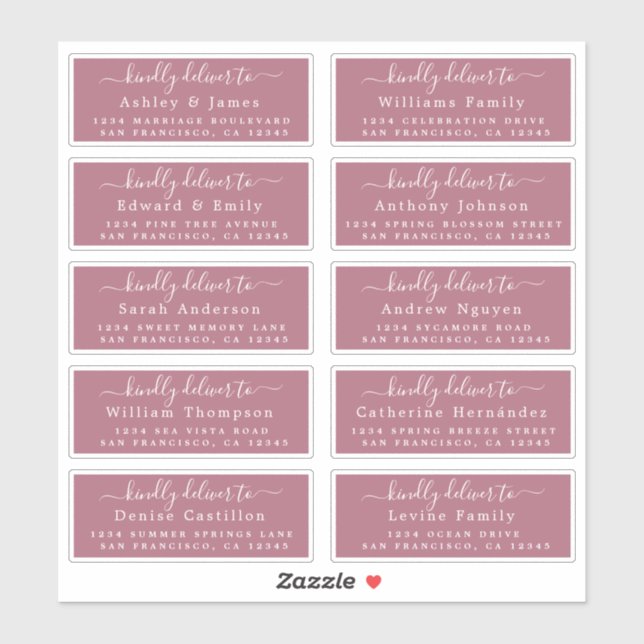 Deliver to Calligraphy Wedding Guest Address Label (Sheet)