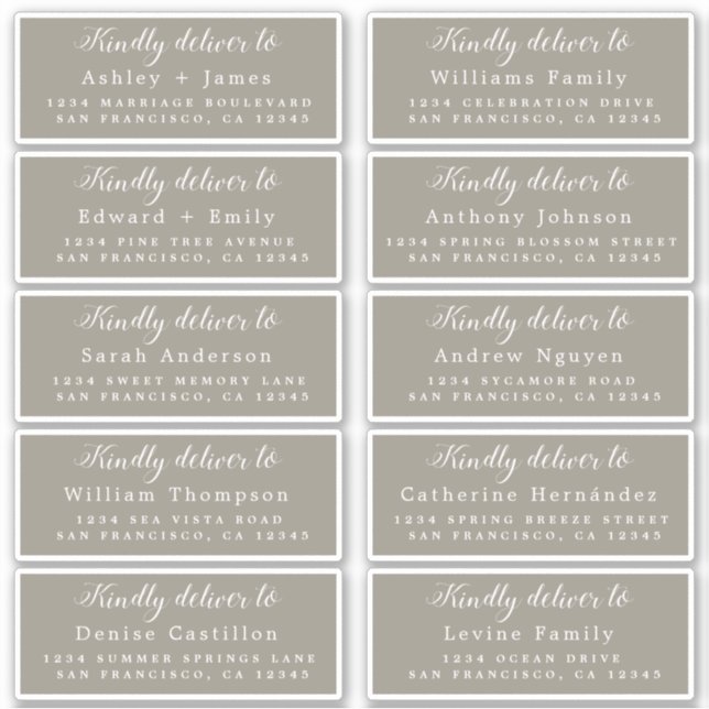 Deliver to Calligraphy Wedding Guest Address Label (Front)