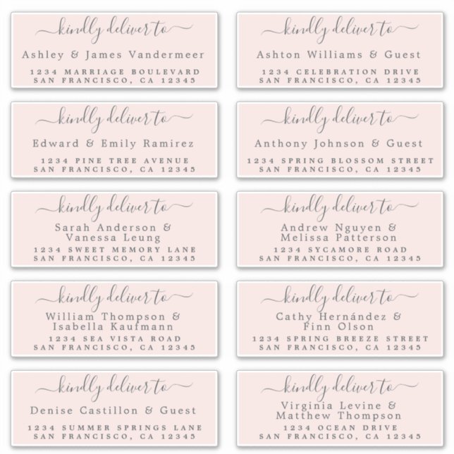 Deliver to Calligraphy Wedding Guest Address Label (Front)