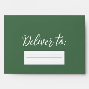 Deliver to Script Green Wedding Address Envelope