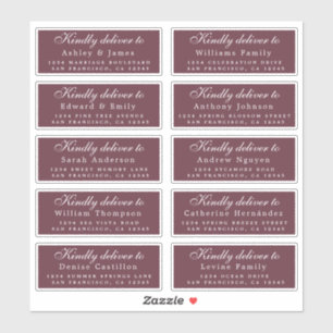 Deliver to Script Guest Address Burgundy Labels