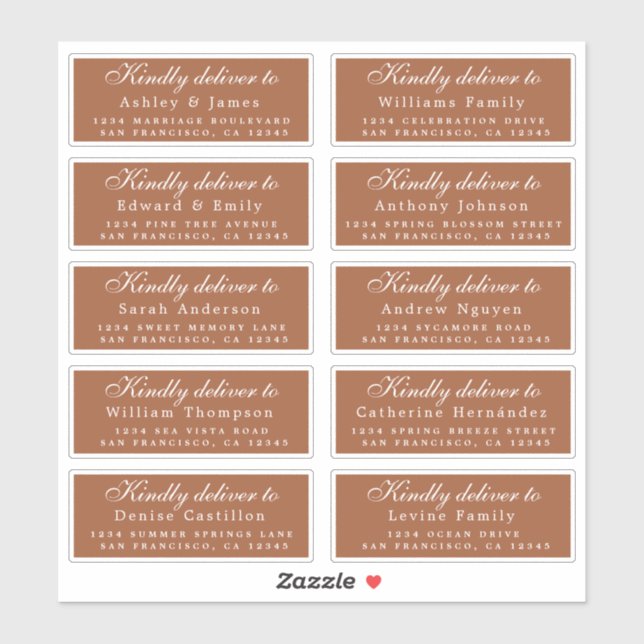 Deliver to Script Guest Address TerraCotta Labels (Sheet)