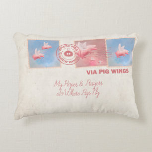 Deliver Yourself-Flying Pig Postage Accent Pillow