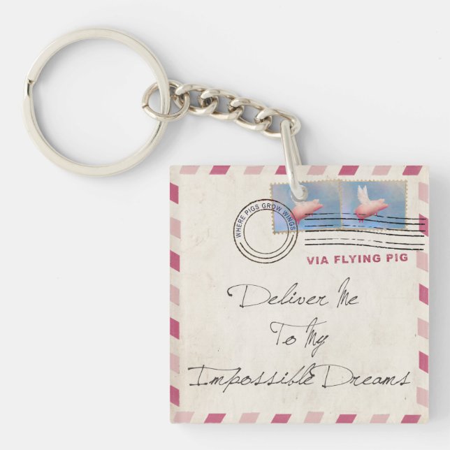 Deliver Yourself Via Flying Pig Key Ring (Front)