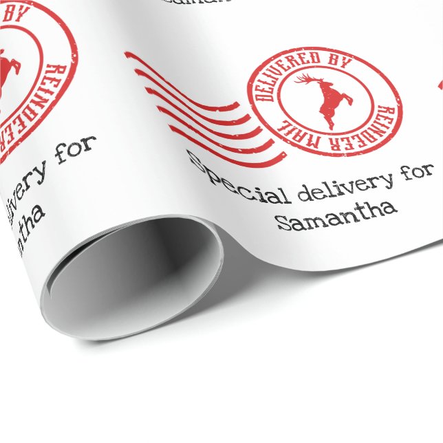 Delivered by Reindeer mail cute Christmas Wrapping Paper (Roll Corner)