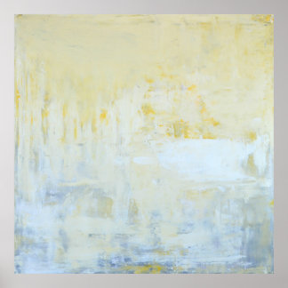 'Delivered' Gray and Yellow Abstract Art Poster